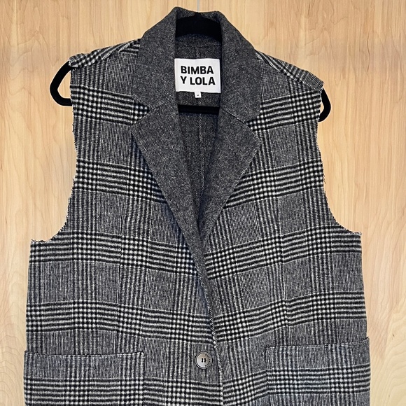 Bimba Y Lola Sleveless Coat Medium Women's Wool Blend Deep Pockets Stylish - Picture 1 of 6